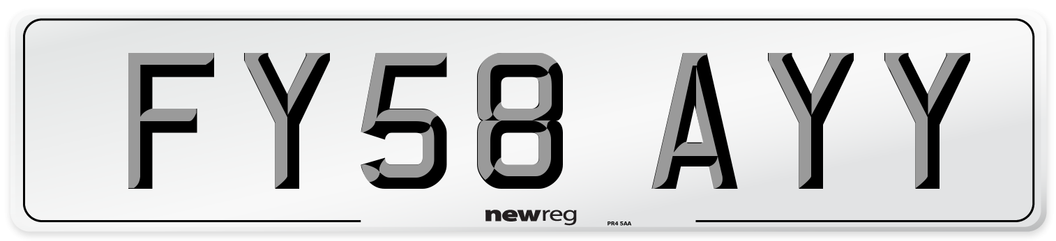 FY58 AYY Number Plate from New Reg